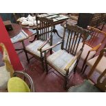 Pair of carved oak & barley-twist armchairs