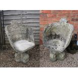 Pair of stone garden chairs