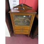 Edwardian inlaid mahogany 3 drawer and glazed cabinet