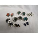 Collection of 8 pairs of sterling silver earrings after Peruvian Connection