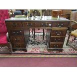 Mahogany leather top pedestal desk