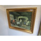 Print in gilt frame - Tudor scene