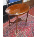Edwardian oval & inlaid mahogany occasional table