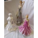 2 Royal Doulton figures - Linda HN5605 & A Winters Morn HN4622 & resin Art Deco lady
