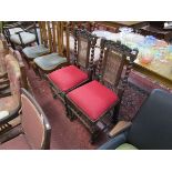 Pair of carved oak and barley-twist oak chairs