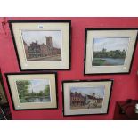 4 watercolours by W A Green - Historic buildings