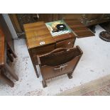 Fold-out sewing table & oak magazine rack