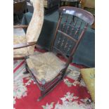 Antique rush seated rocking chair