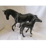 Black Beswick horse & foal