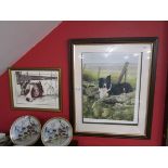 L/E signed print of sheep dog and another