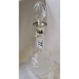 Tear drop decanter with silver collar
