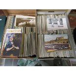 2 boxes of old postcards (approx 2000, various themes)