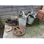 Various metal watering cans etc