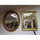 2 gilt framed wall mirrors