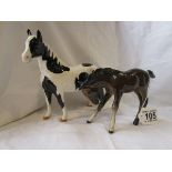 Beswick Piebald Pinto pony & foal