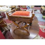 Cross-over & adjustable mahogany piano stool