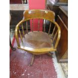 Edwardian oak swivel chair