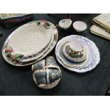 Collection of china to include meat plates and part Royal Windsor tea service