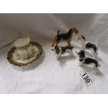 4 ceramic dogs to include 2 Royal Worcester & Aynsley coffee can with saucer