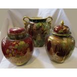 2 Rouge Royale Carlton Ware ginger jars and urn