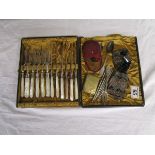 Boxed Mappin & Webb knife & fork set and other white metal items