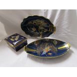 3 pieces of blue Carlton Ware