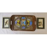 Pair of butterfly wing pictures and tray