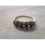 Gold 5 stone amethyst ring