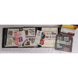 Stamps - Tray of commemorative stamps and 2 Stanley Gibbons books