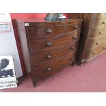 Early Victorian bow fronted mahogany chest of 2 over 3 drawers