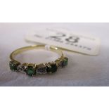 Gold emerald & diamond half hoop ring