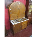 Interesting oak & tambour front kitchen cabinet