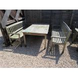 Teak garden table and 2 benches