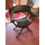 Antique upholstered crossover chair