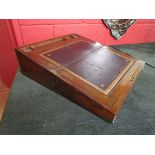 Victorian walnut writing box with inkwells