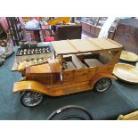Large wooden bespoke model of vintage Rolls Royce