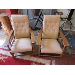 Pair of oak Arts & Crafts folding armchairs