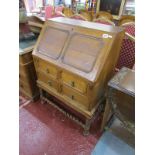 Oak bureau with barley twist base