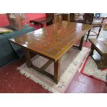 Good quality polished dining table with tile effect top