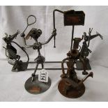 3 metal novelty sculptures