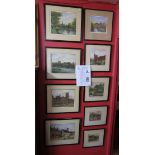 9 watercolours - Historic buildings by William Albert Green - 1907 to 1984 (Further info with lot)