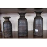 3 graduated treen vases