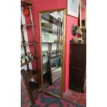 Large bevelled glass & pine framed wall mirror