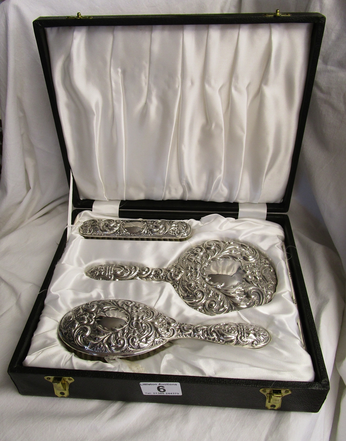 Silver cased dressing table set