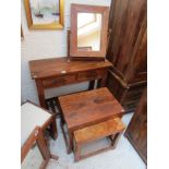 Sheesham wood hall table, mirror and nest of 2 tables