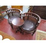 Pair of good quality tub chairs with tripod table