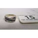White gold baguette sapphire & diamond ring