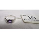 White gold amethyst set ring