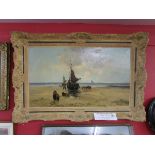 Large oil on canvas - Coastal scene by Hans Lenteman (1876 to 1953)