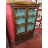 Oak & leaded glass display cabinet